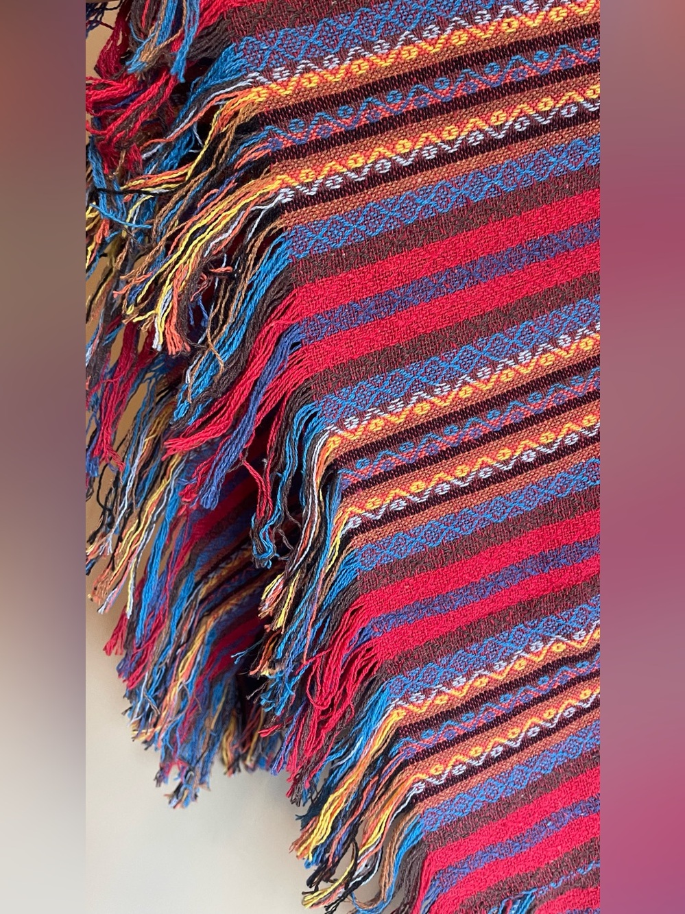 Handmade Woven Boho Hooded Poncho - Picture 5 of 10